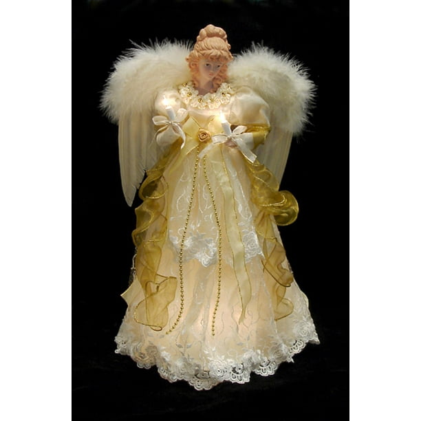 Clear Lights KSA 16.5 Lighted Ivory and Gold Angel Christmas Tree Topper Clear Lights KSA 16.5 Lighted Ivory and Gold Angel Christmas Tree Topper